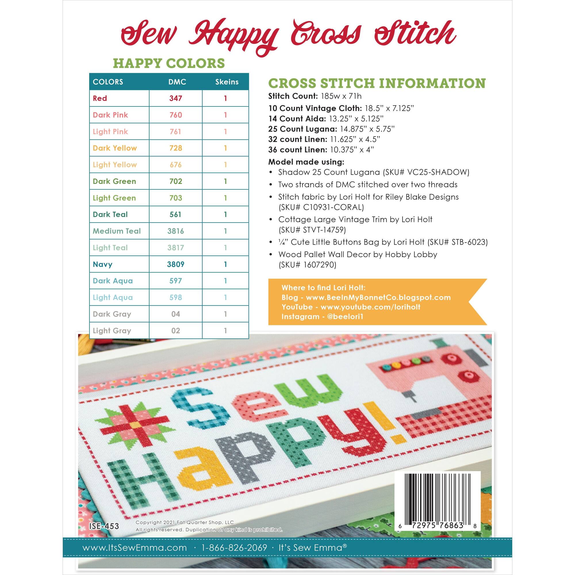 It's Sew Emma® Sew Happy Cross Stitch Pattern